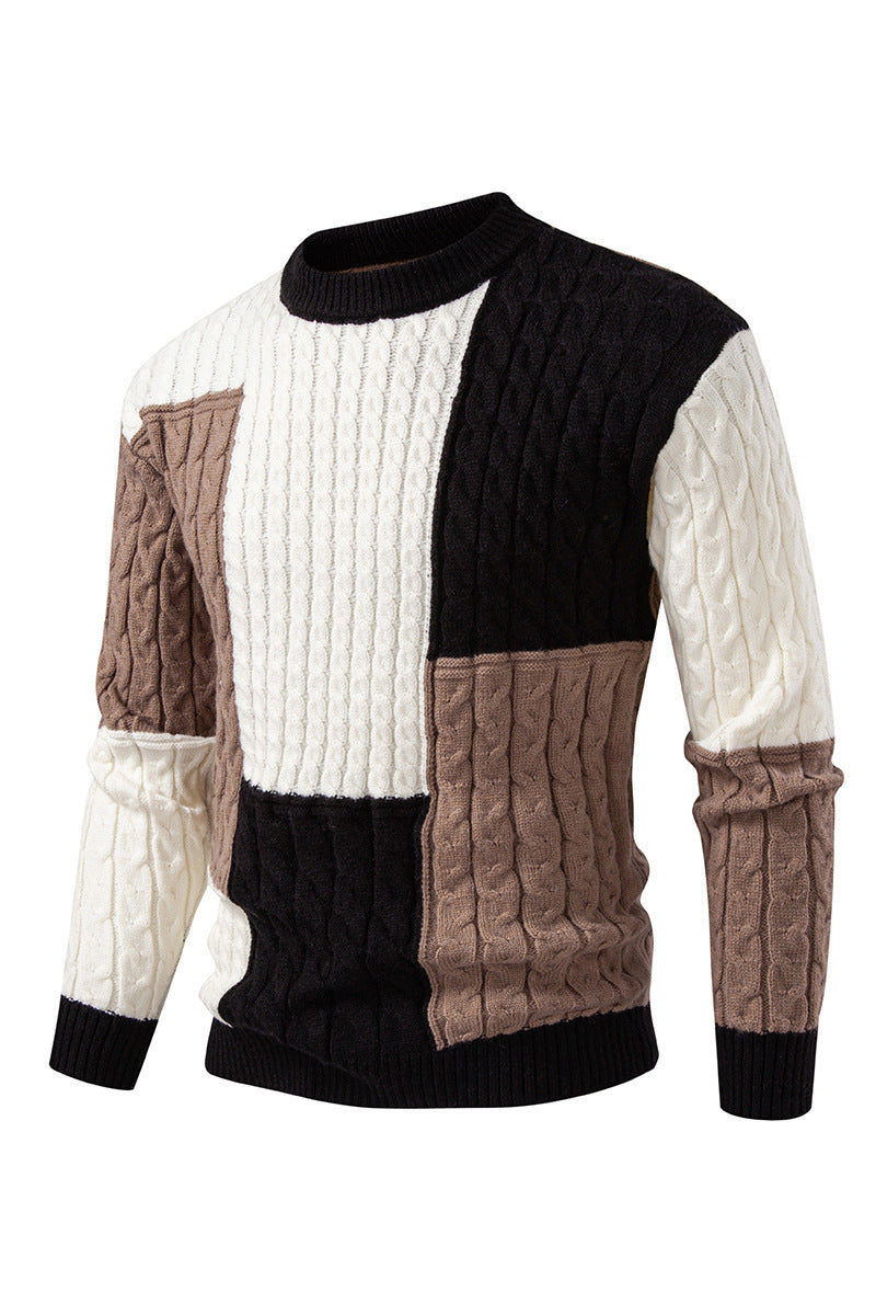 Men's stylish knitted sweater with creative color block look Skorter