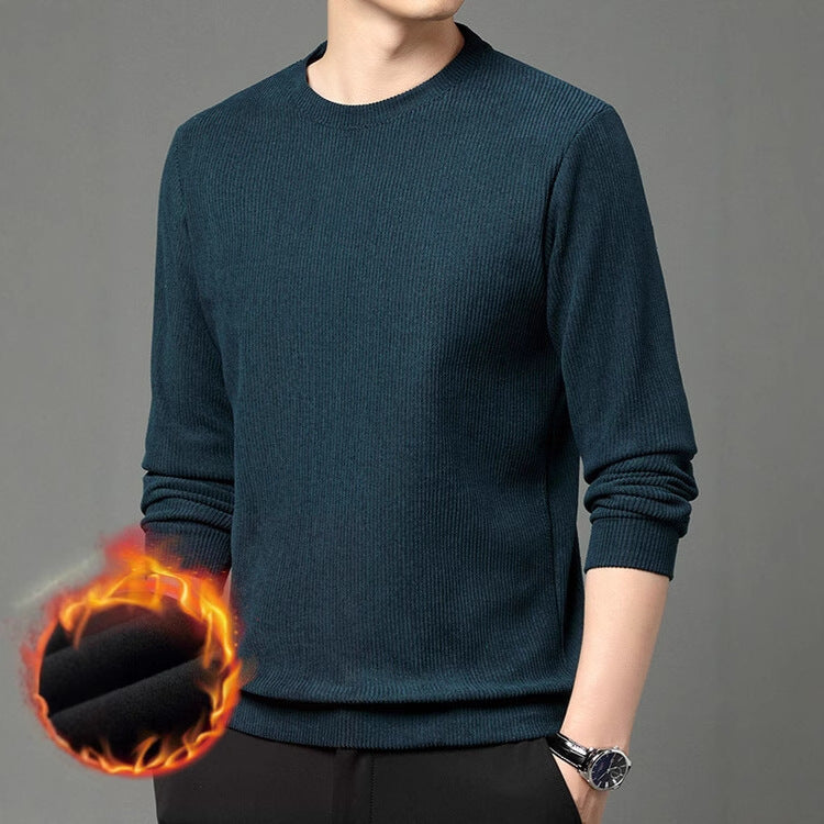 Herrtröja med fin struktur och rund halsringning, Skorter