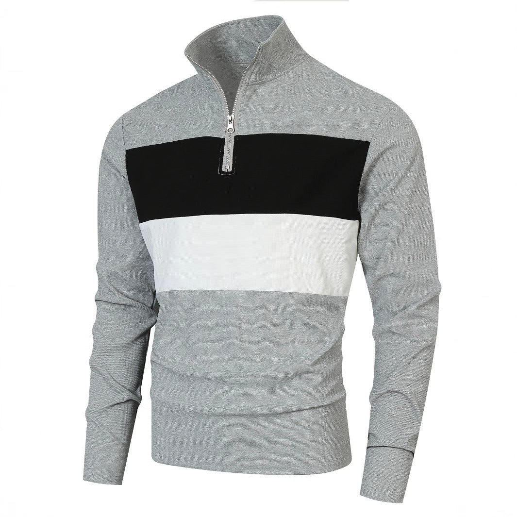 Men's sporty pullover with stand-up collar and deep zipper Skorter