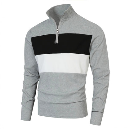 Men's sporty pullover with stand-up collar and deep zipper Skorter