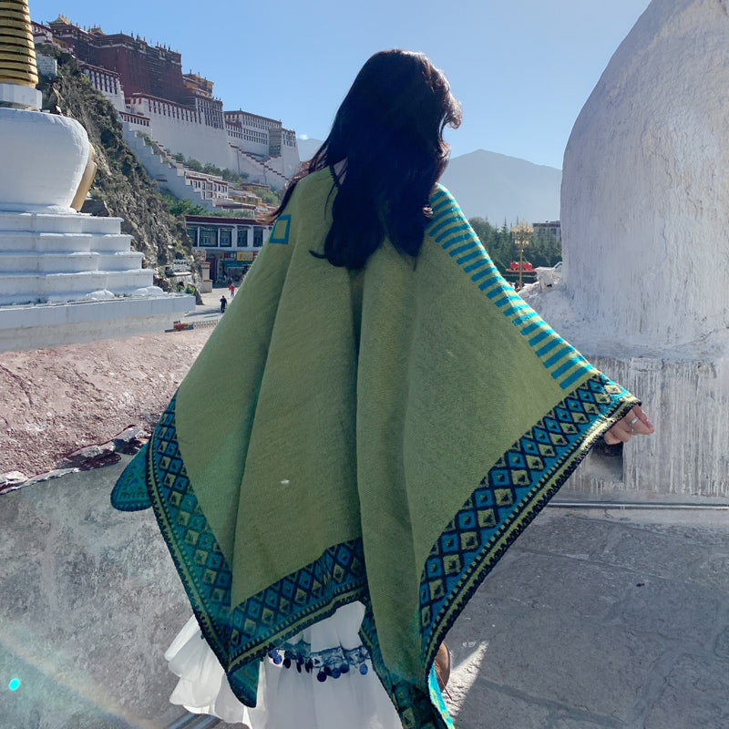 Skorter | Ethical Tibetan shawl cape Warm scarf