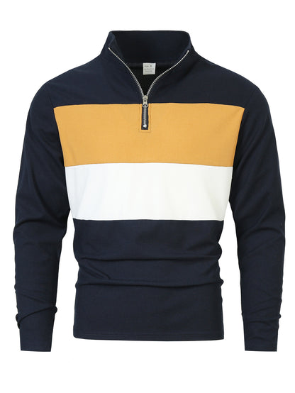 Men's zip sweater with fashionable color cut and comfortable style Skorter
