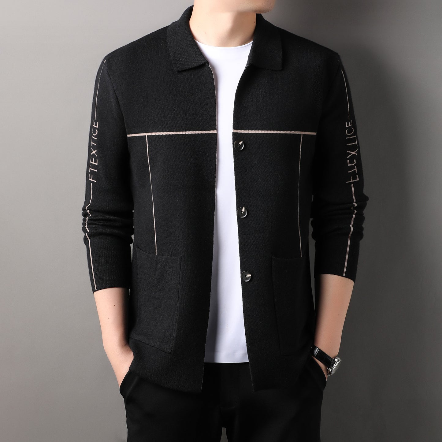 Men's cardigan with modern design and practical pockets Skorter