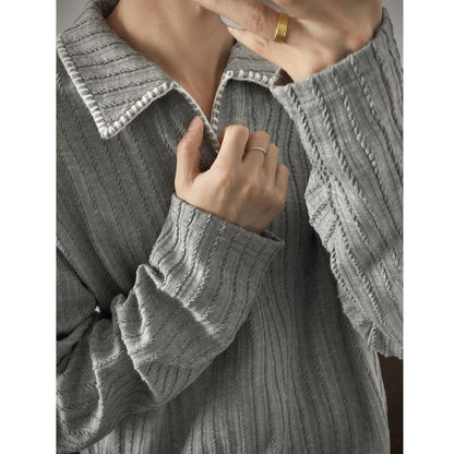 Men's sweater with casual textured design and trendy collar Skorter