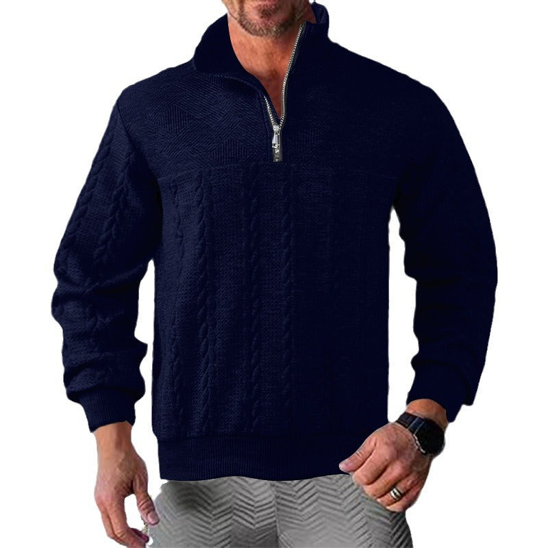 Men's zip sweater with textured design Skorter