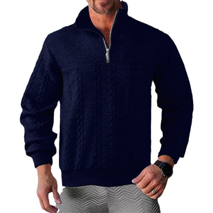 Men's zip sweater with textured design Skorter