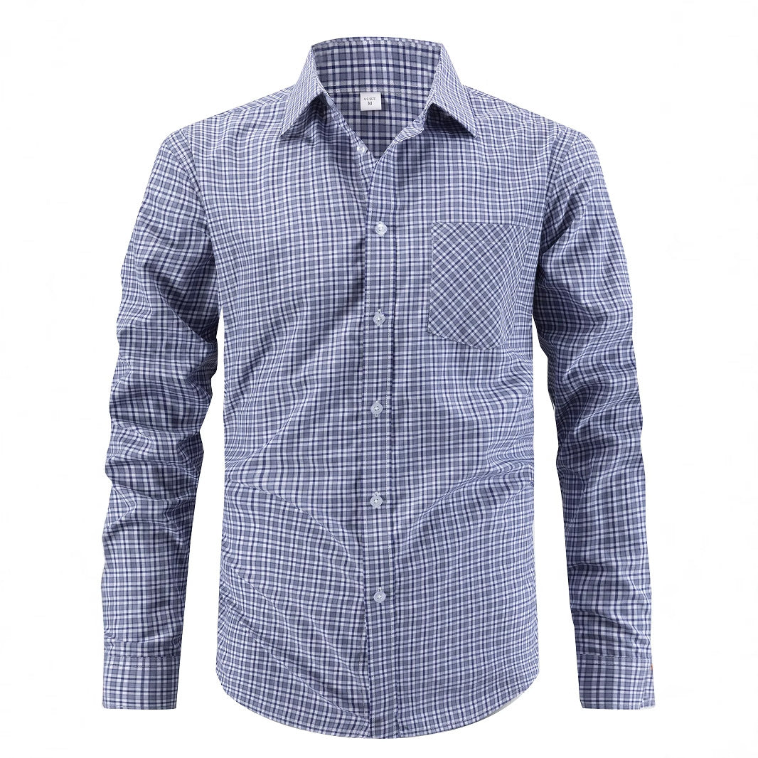 Men's stylish long-sleeved shirt with checked pattern Skorter