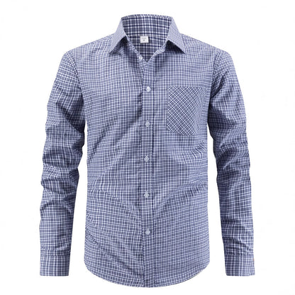 Men's stylish long-sleeved shirt with checked pattern Skorter