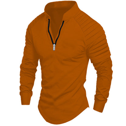 Men's sporty long-sleeve shirt with stand-up collar and zipper Skorter