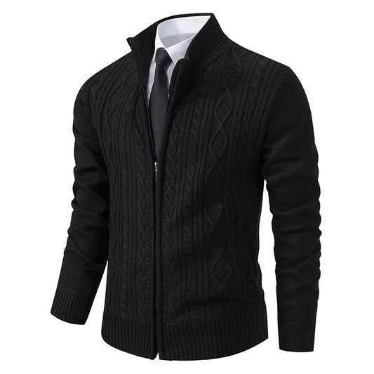 Herrkardigan med hög krage och dragkedja Skorter