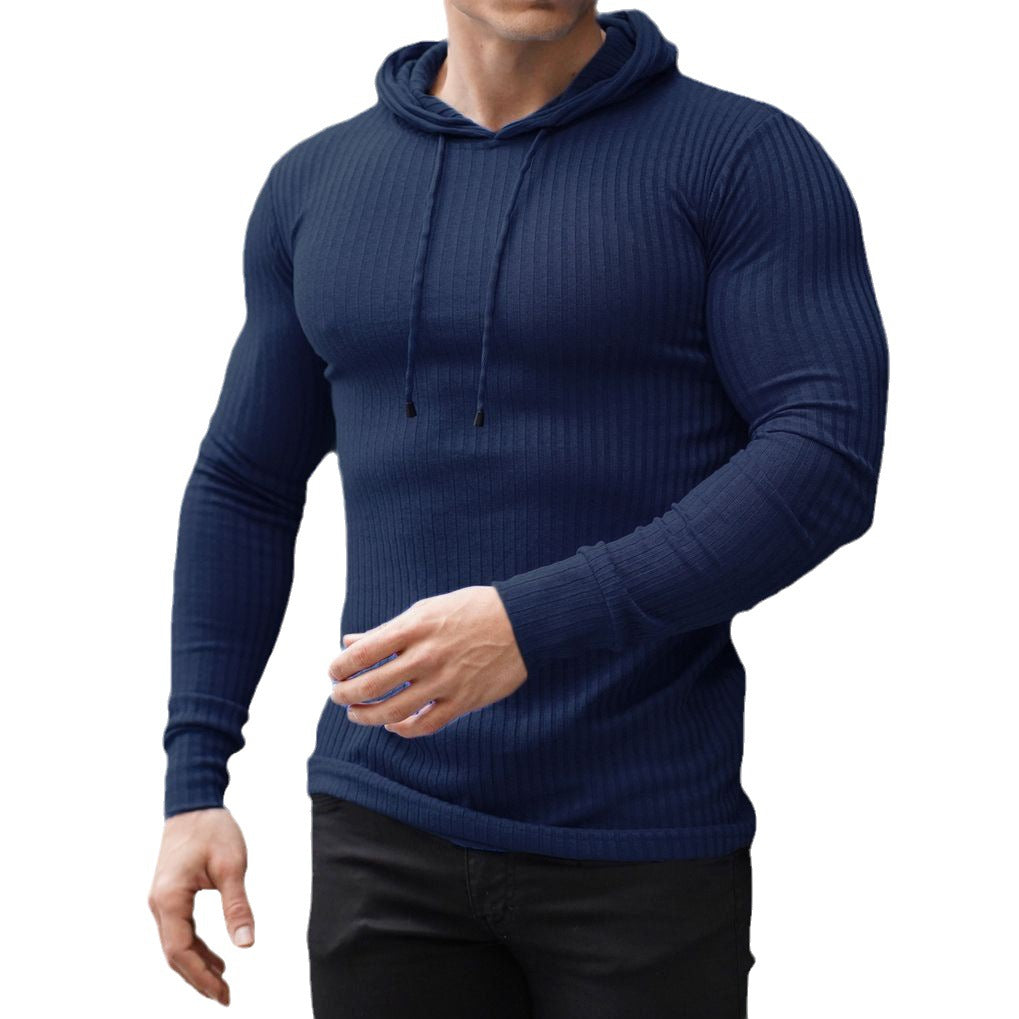 Men's stylish hooded sweater with ribbed texture and fashionable cut Skorter