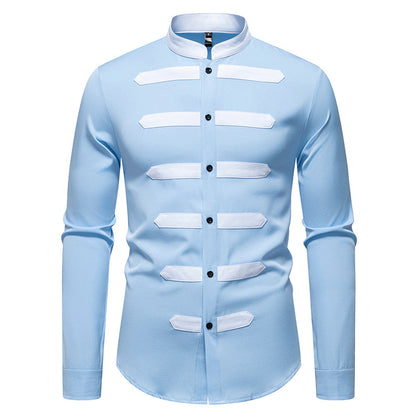 Men's Fashion Long Sleeve Shirt with Contrasting Inserts Skorter