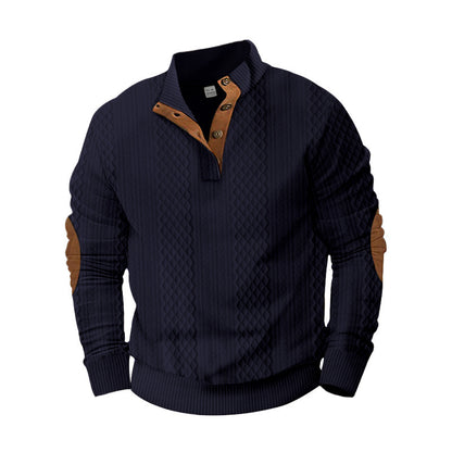 Men's stylish knit sweater with innovative collar and elegant contrast details Skorter