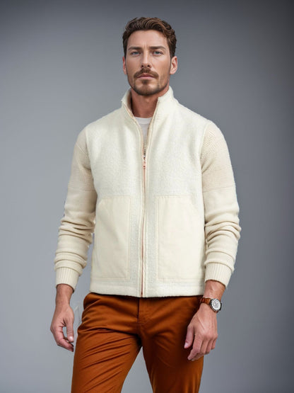 Men's stylish fleece jacket with textured collar and practical pockets Skorter