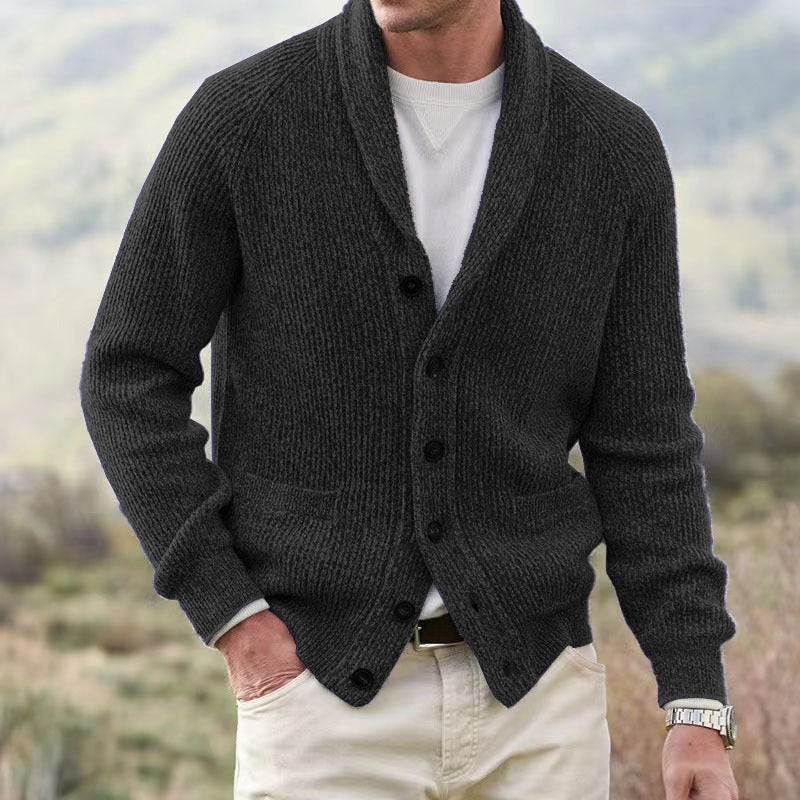 Men's cardigan with trendy chunky knit pattern and practical pockets Skorter