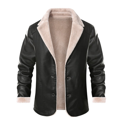 Men's stylish leather jacket with warm lining and elegant collar Skorter
