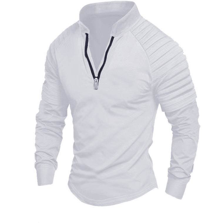 Men's sporty long-sleeve shirt with half-length zipper Skorter