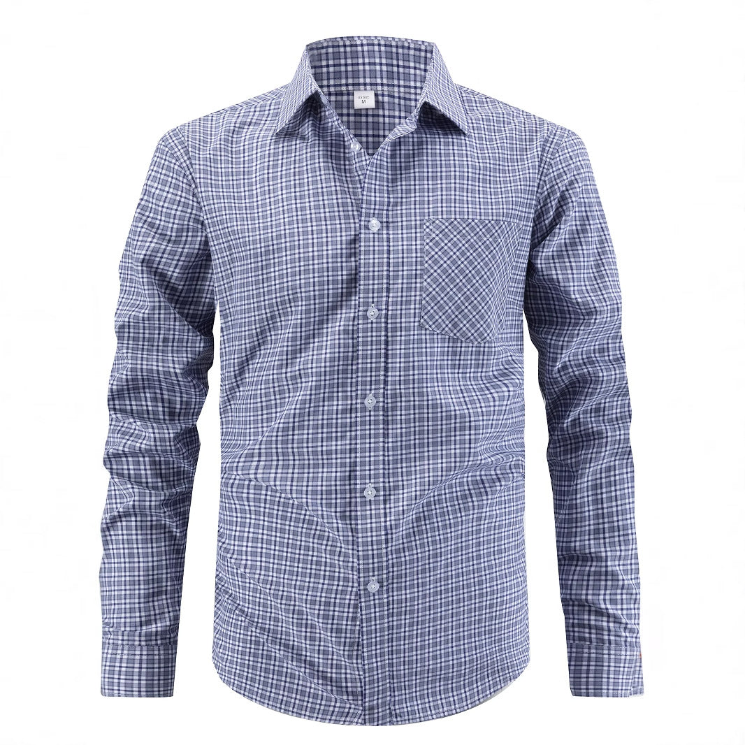 Men's stylish long-sleeved shirt with checked pattern Skorter