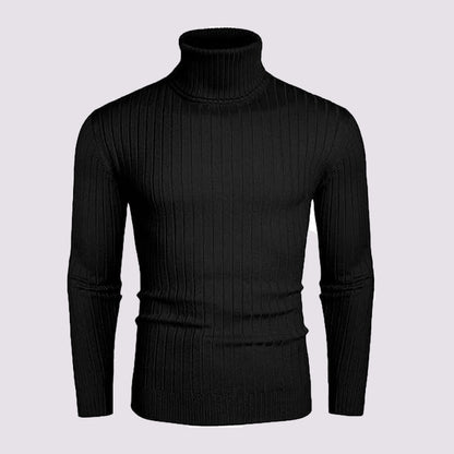 Men's stylish turtleneck sweater with fine ribbed pattern Skorter