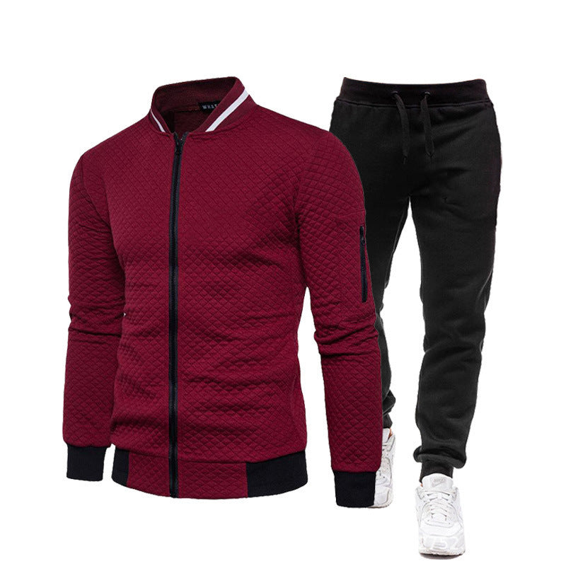 Men's sporty tracksuit set with practical zipper and elastic cuffs Skorter