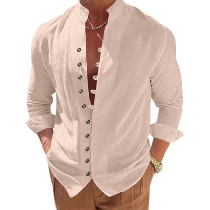 Men's stylish shirt with fashionable buttons and modern stand-up collar Skorter