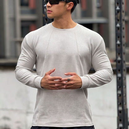 Men's Long Sleeve Sports Shirt with Seamless Processing and Fitted Cut Skorter