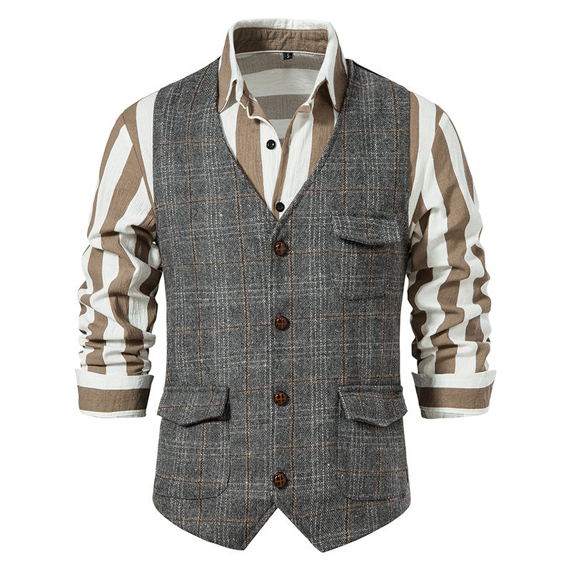 Men's waistcoat with check pattern and practical pockets Skorter