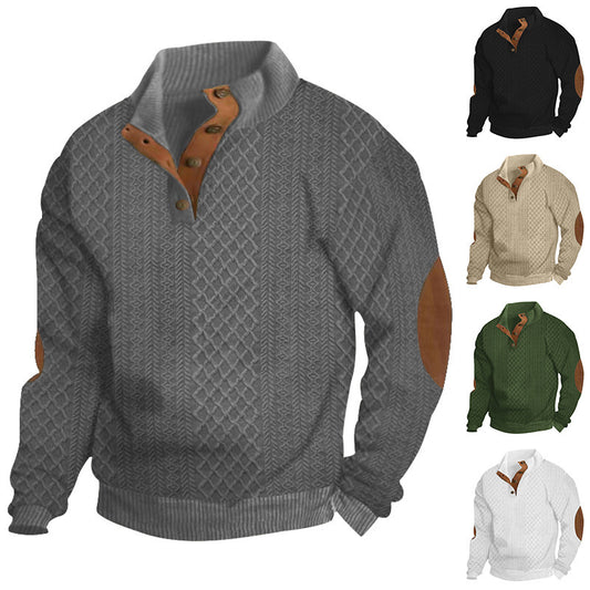 Men's sweatshirt with textured knit pattern and leather details Skorter