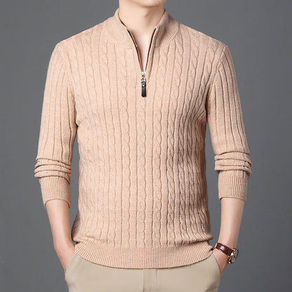 Men's High-Quality Knit Sweater with Modern Zipper and Detailed Texture Skorter