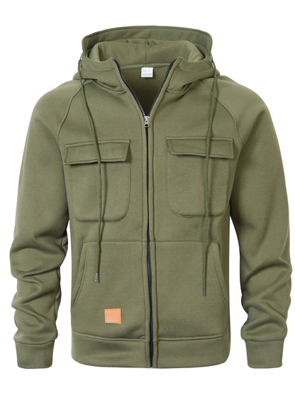 Men's Stylish Hooded Jacket with Practical Pockets and Zipper Skorter