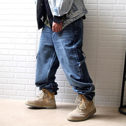Men's Casual Baggy Jeans with Cargo Pockets Skorter