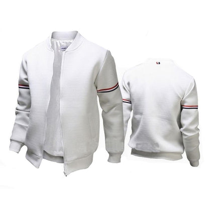 Men's sporty zip jacket with structured surface and contrast stripes Skorter