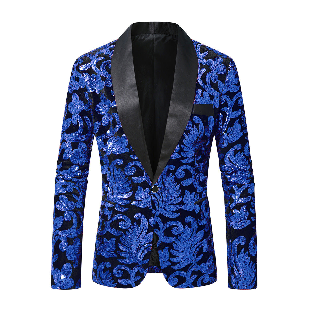Men Sparkling Sequin Blazer with Floral Design Skorter