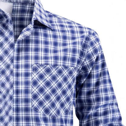 Men's stylish long sleeve shirt with checked design and breast pocket Skorter