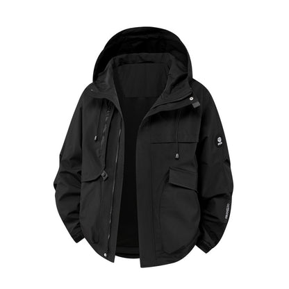 Men's technical outdoor jacket with waterproof material and numerous zippered pockets Skorter