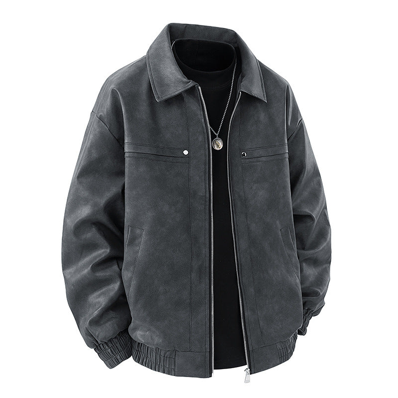Men Stylish Faux Leather Jacket Skorter