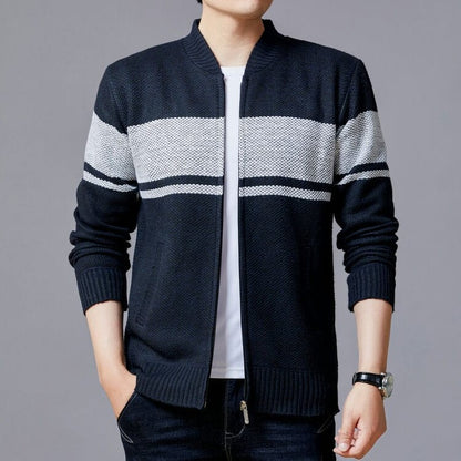 Herrkardigan med modern dragkedja och texturerad design Skorter