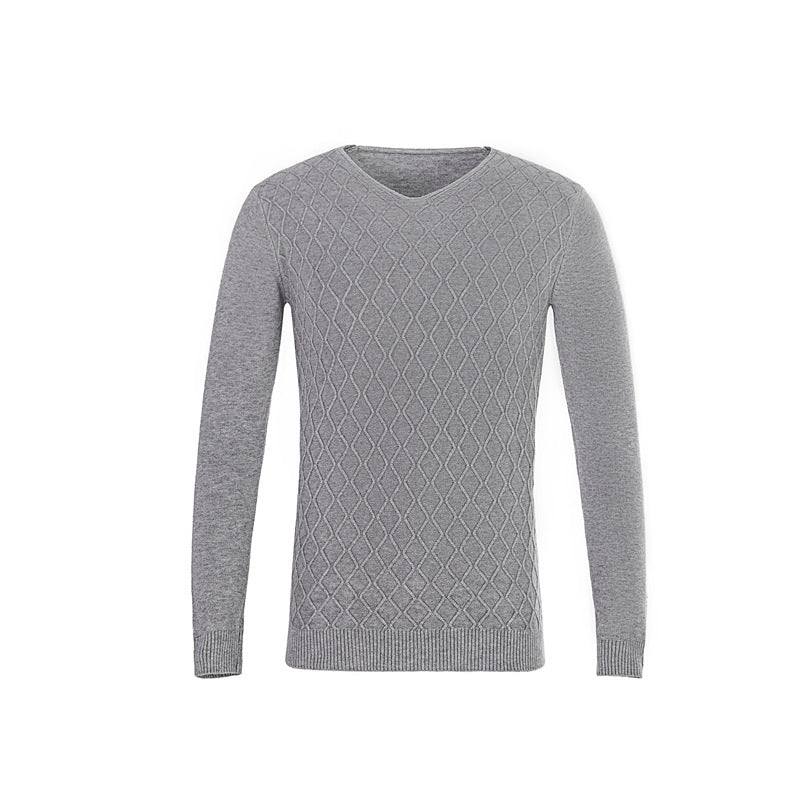 Men's V-neck sweater with textured pattern Skorter