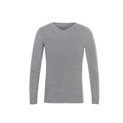 Men's V-neck sweater with textured pattern Skorter