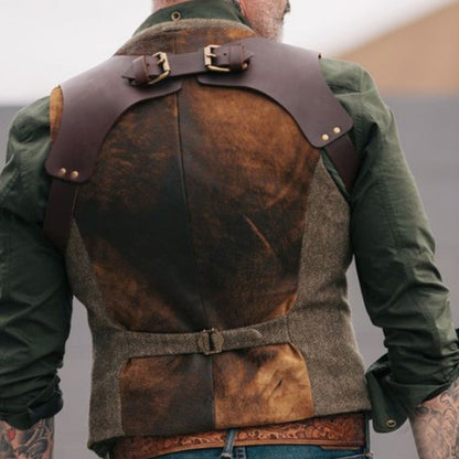 Men's stylish vest with leather accents and practical pockets Skorter