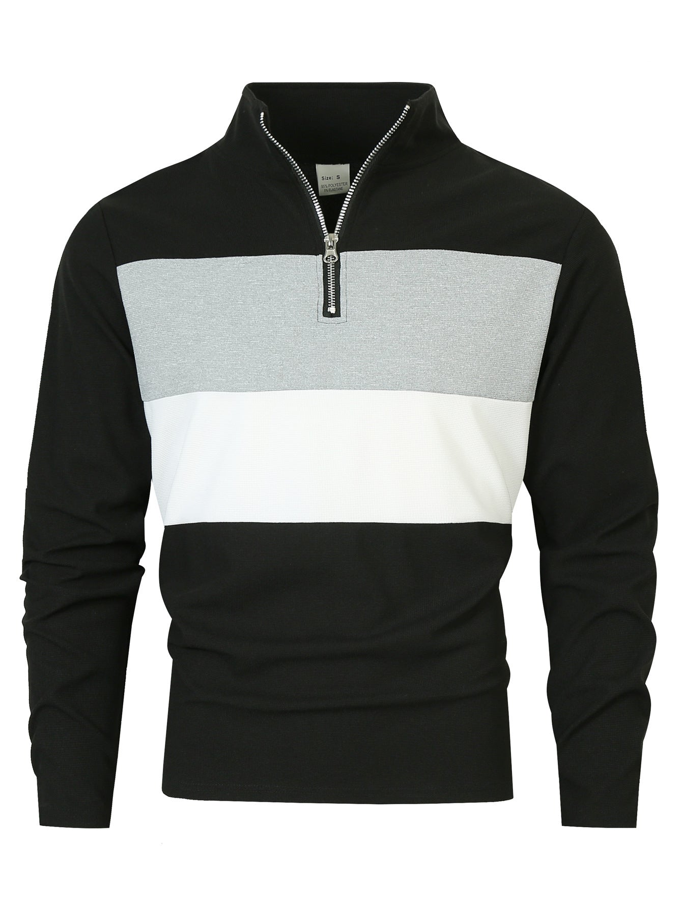 Men's stylish sweater with zipper and color block design Skorter