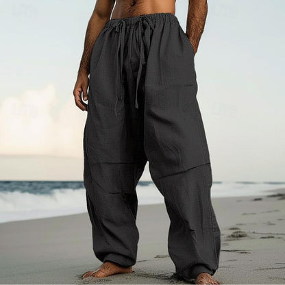 Men's airy linen pants with elastic waistband Skorter