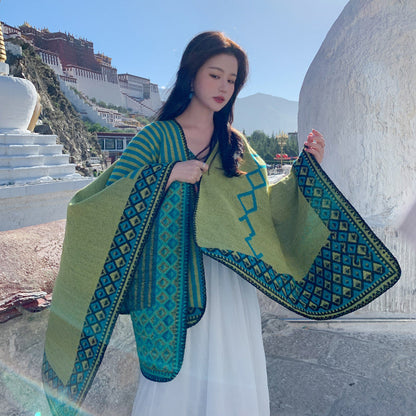 Skorter | Ethical Tibetan shawl cape Warm scarf