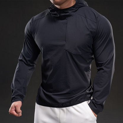 Herrskjorta med lång ärm och huva, andningsbar, kortärmad