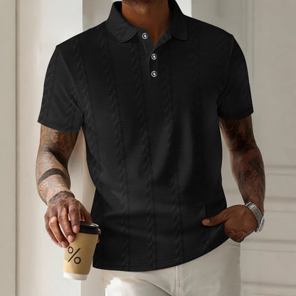 Men's Sporty Polo Shirt with Textured Pattern Skorter