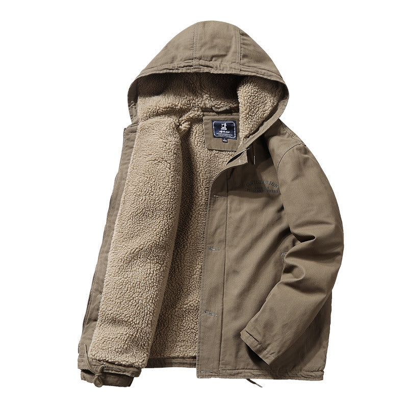 Men's warm fleece jacket with hood and insulating inner lining Skorter