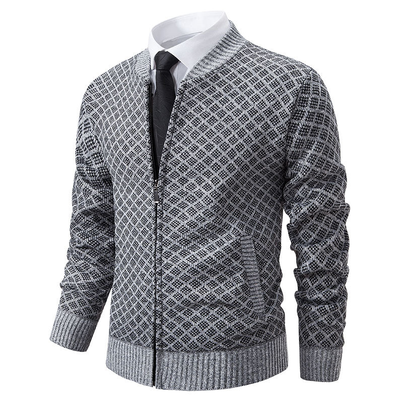 Men's cardigan with modern zip closure and textured design Skorter