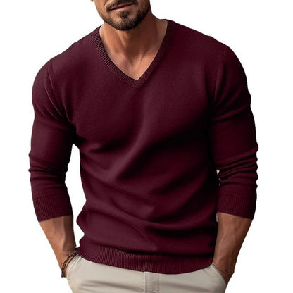 Men's V-Neck Fine Knit Sweater Skorter