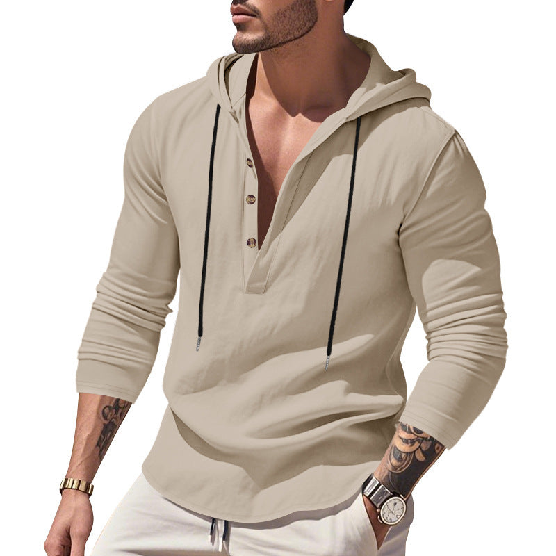 Men's stylish hooded shirt with button placket and casual fit Skorter