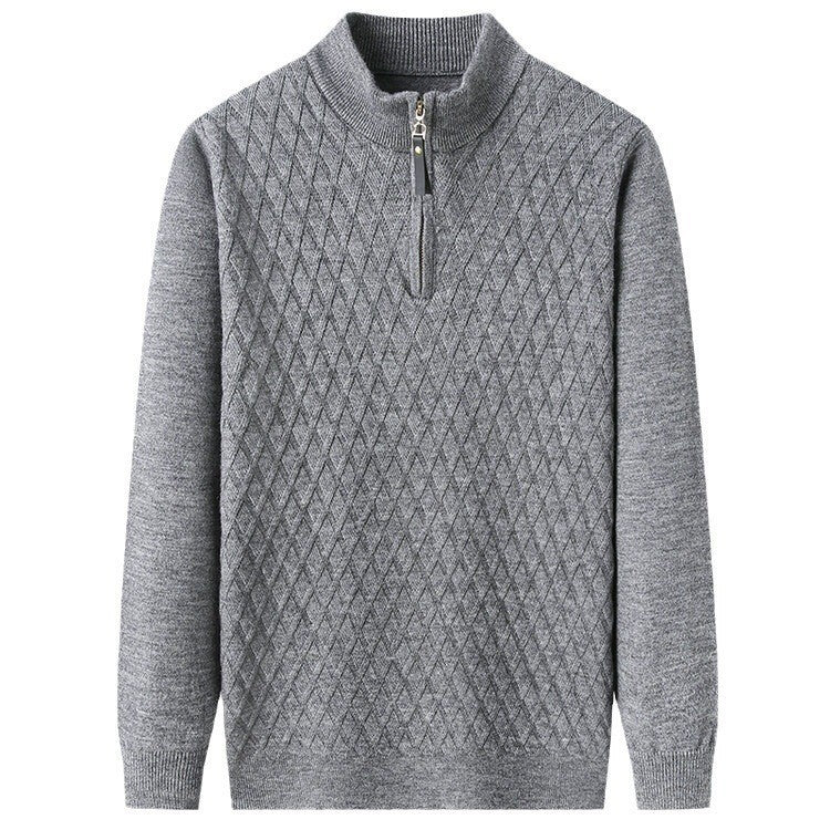 Men's sweater with modern diamond pattern and zipper Skorter